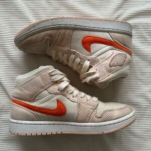 Nike Jordan 1 Mid’s Beige with Orange Accents